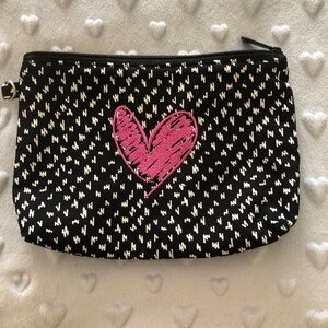 thirty-one Black Cosmetic Pouch with Pink Heart Accent